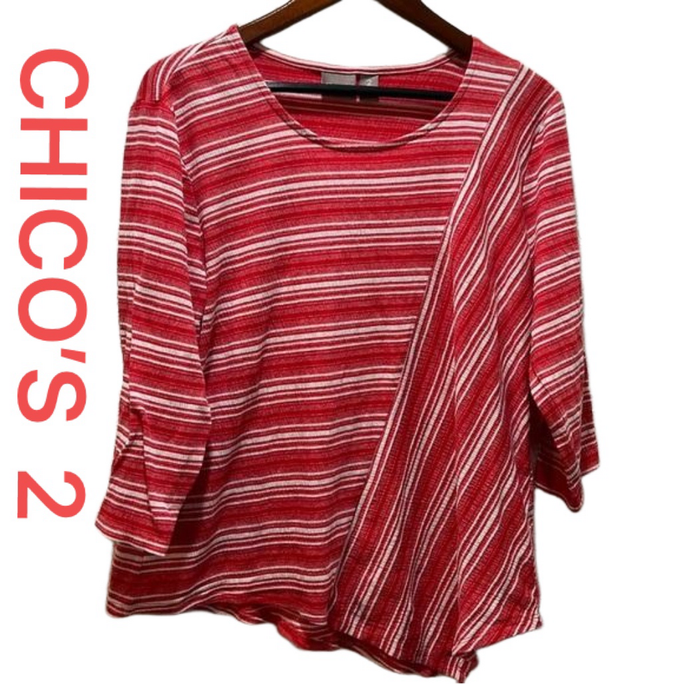 Chicos  red and white blouse size 2 GUC